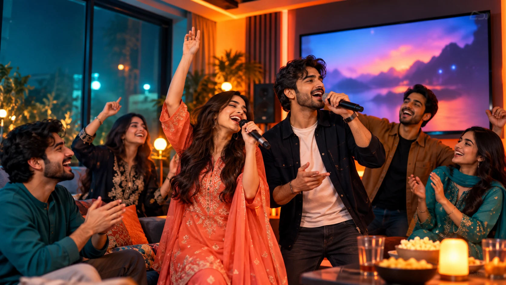 Friends in Pakistan enjoying karaoke on MIGO Live