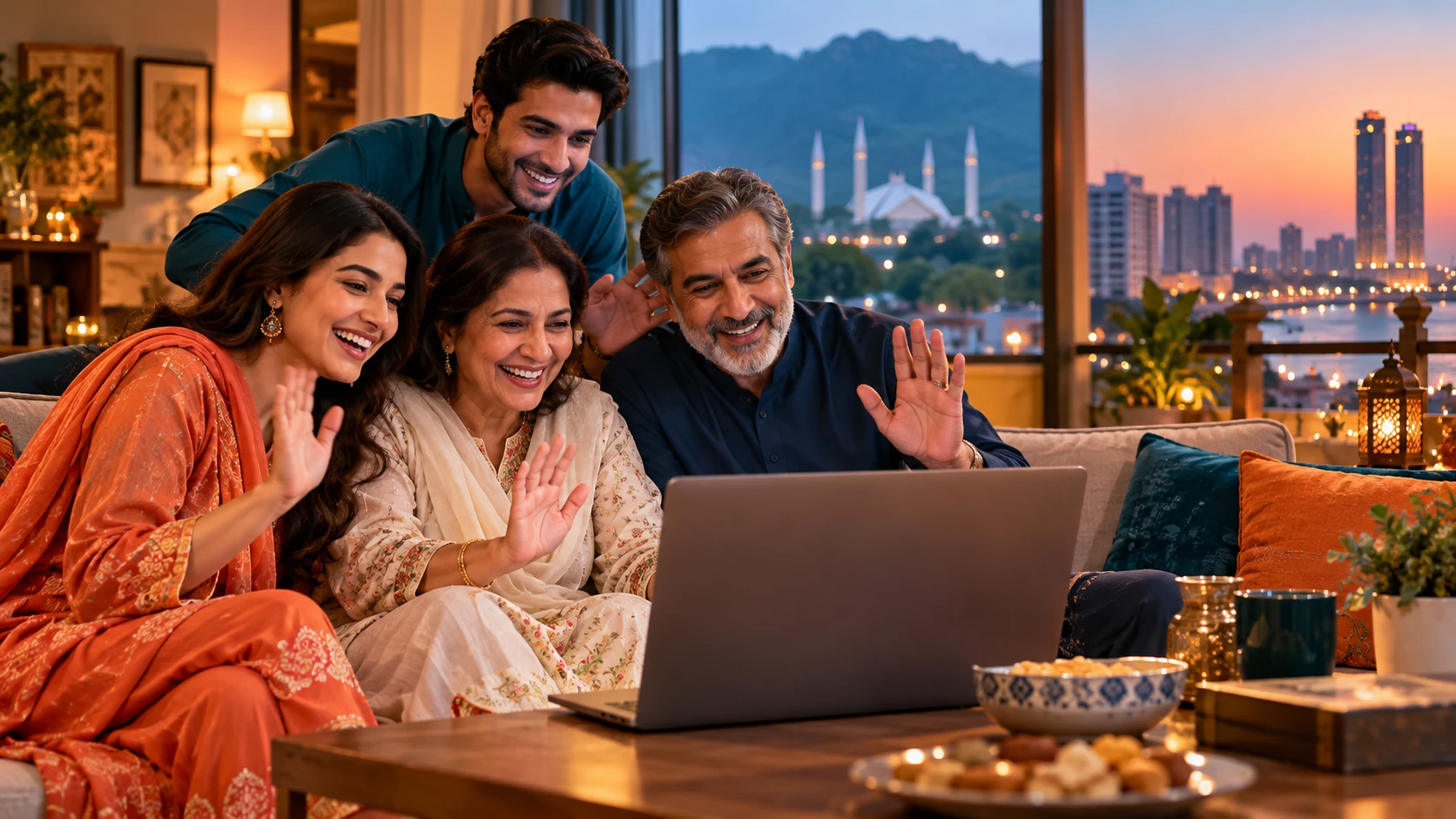 Pakistani family connecting through a MIGO Live video call