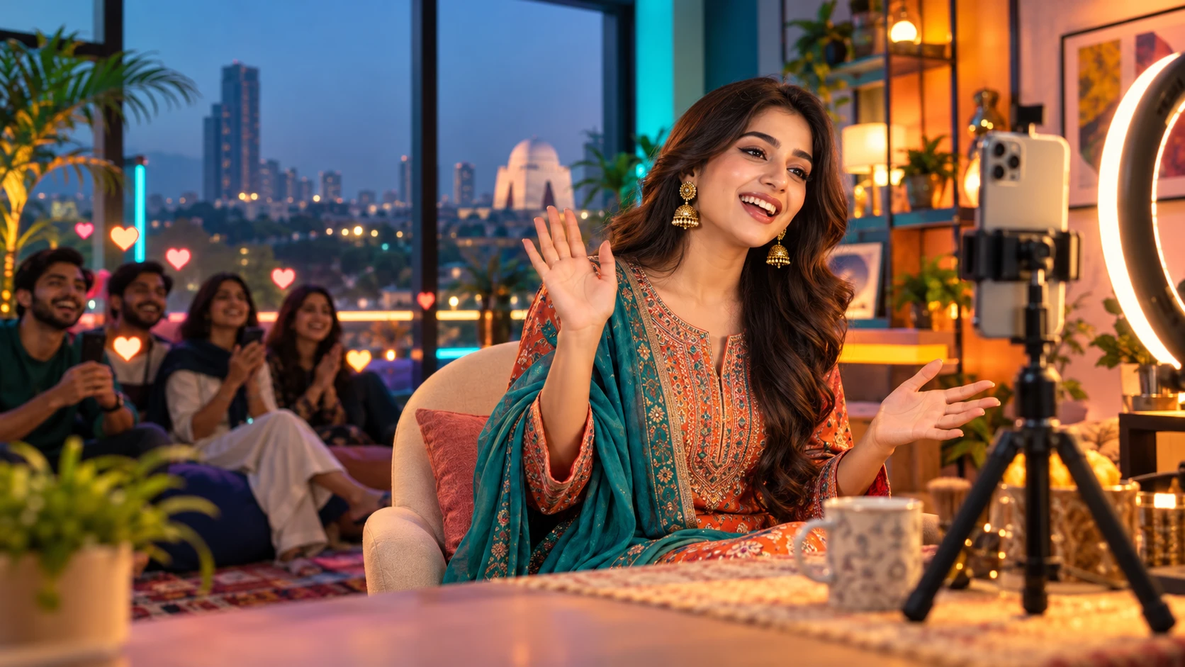 Pakistani creator hosting a MIGO Live video stream